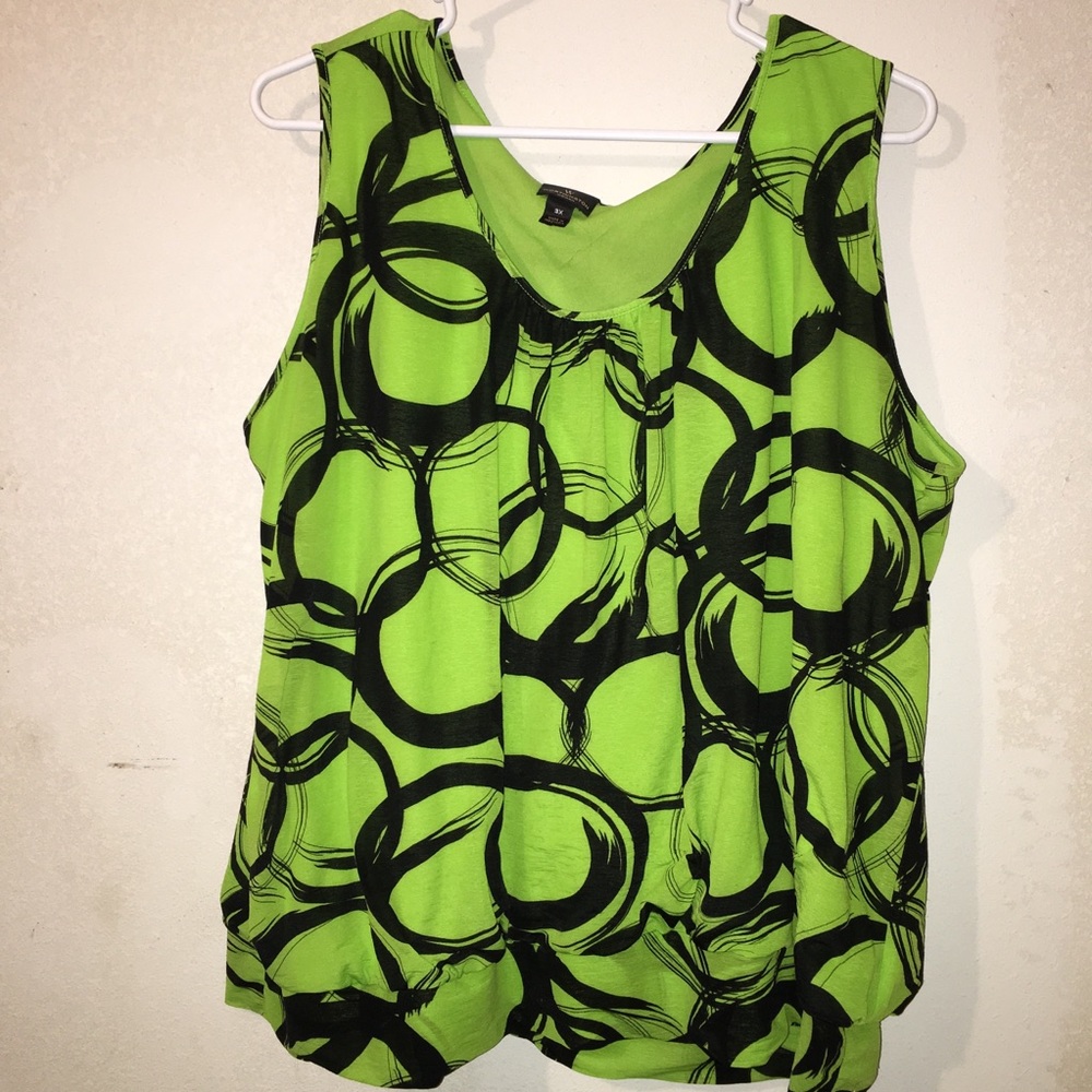 Green&Black Sleeveless Plus Size
